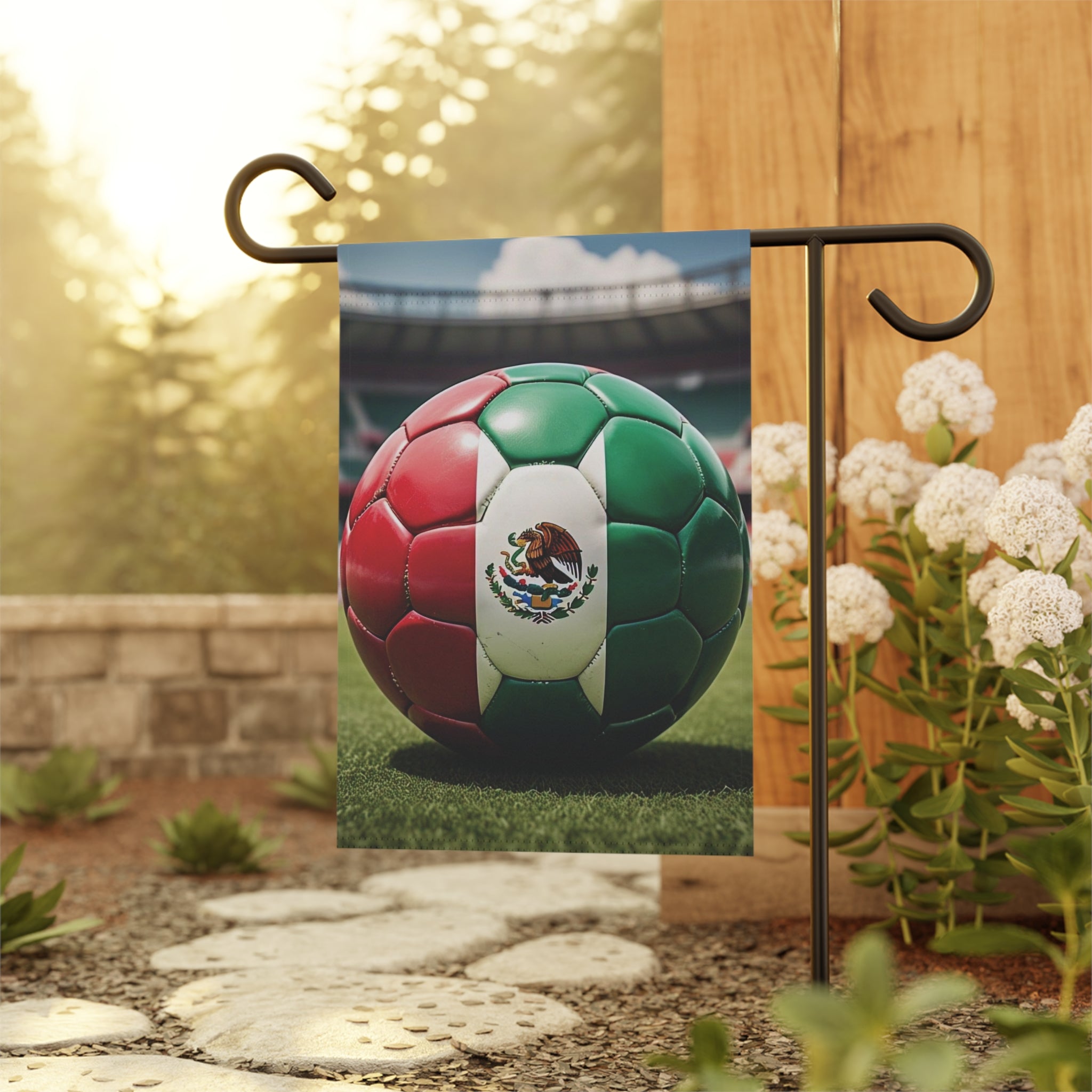 Mexico Soccer Ball Garden Flag - Mexican Football Stadium House Banner