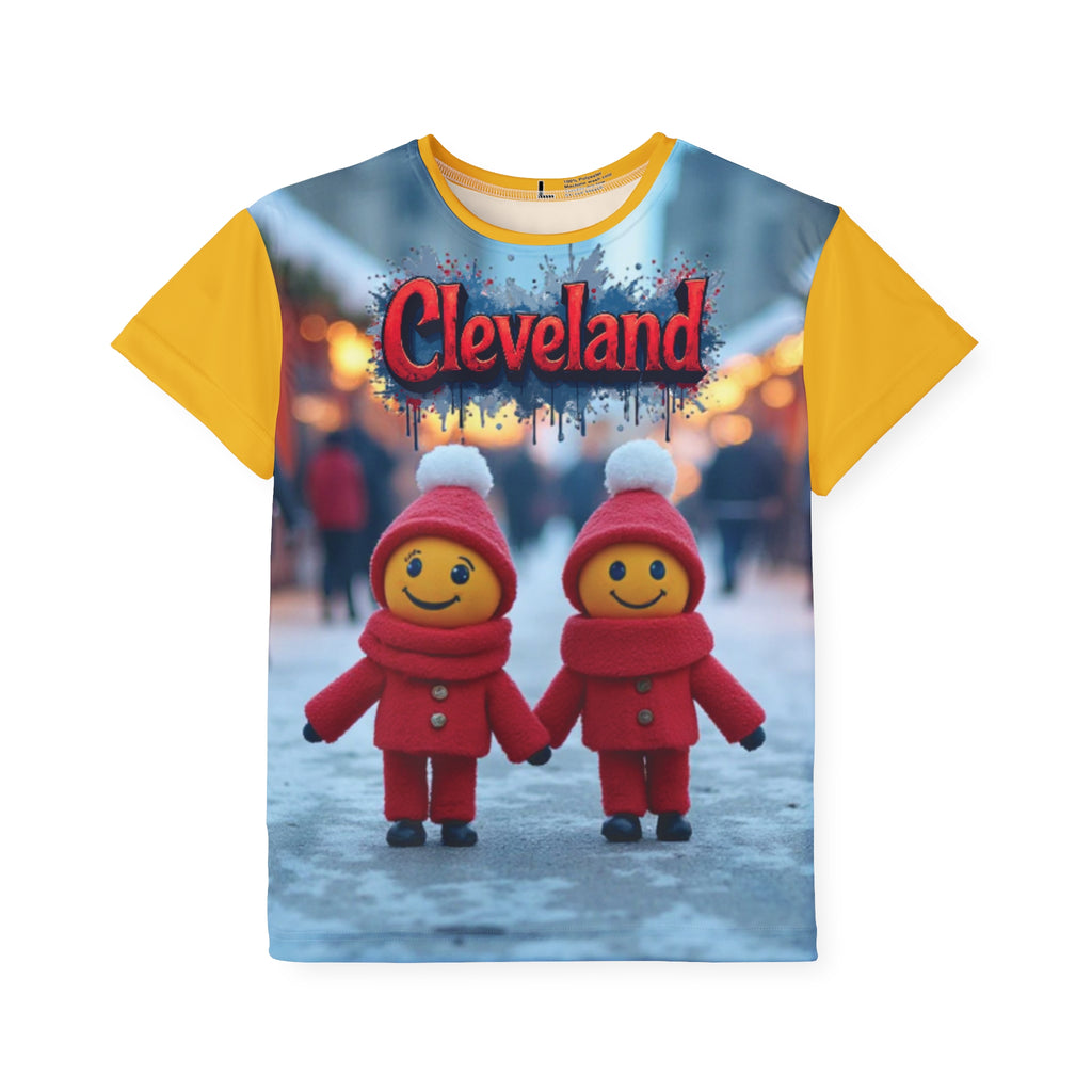 Cleveland Kids Jersey, Fun Holiday Jersey, Kids Team T-Shirt, Unique AOP Shirt, Perfect for Christmas, Gift