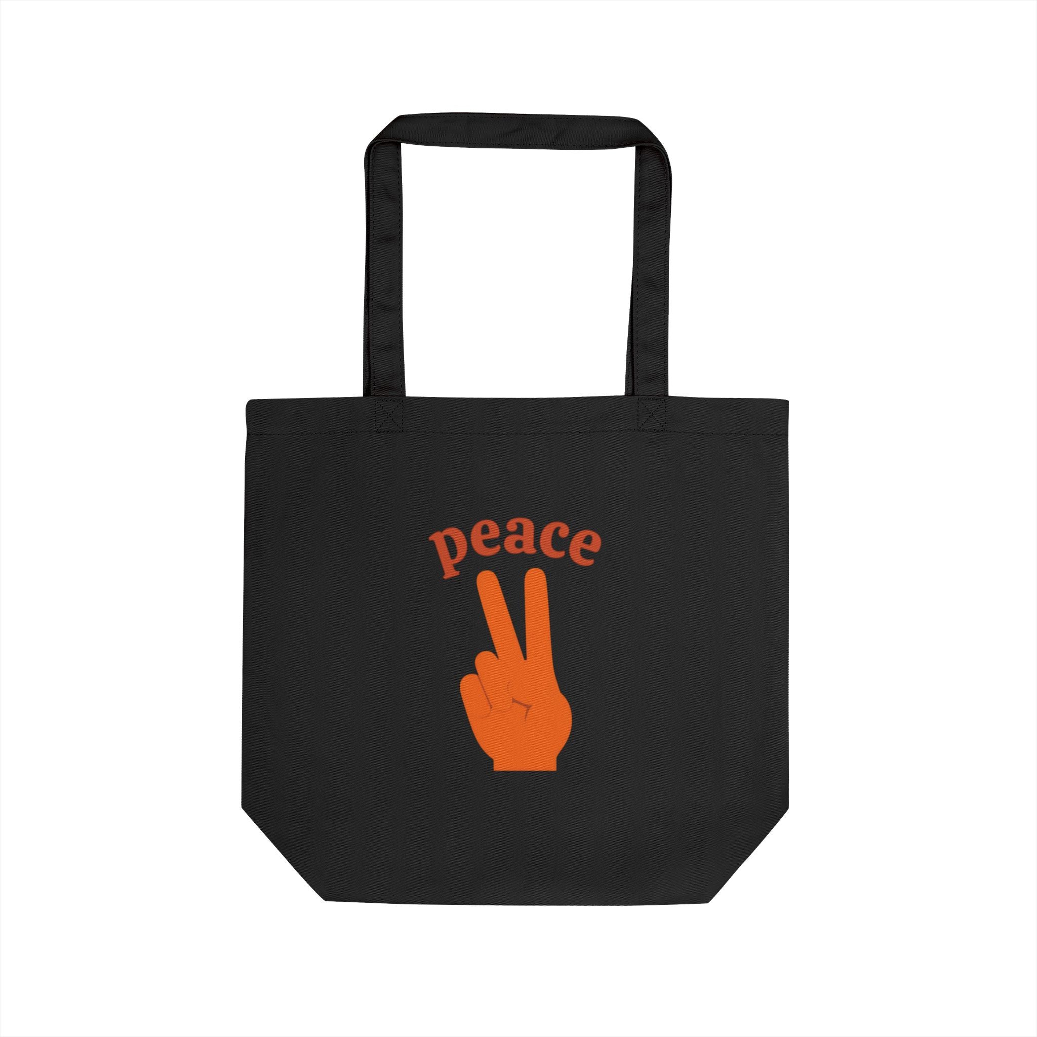 Peace Hand Eco Tote Bag – Retro Orange Peace Sign Canvas Market Tote
