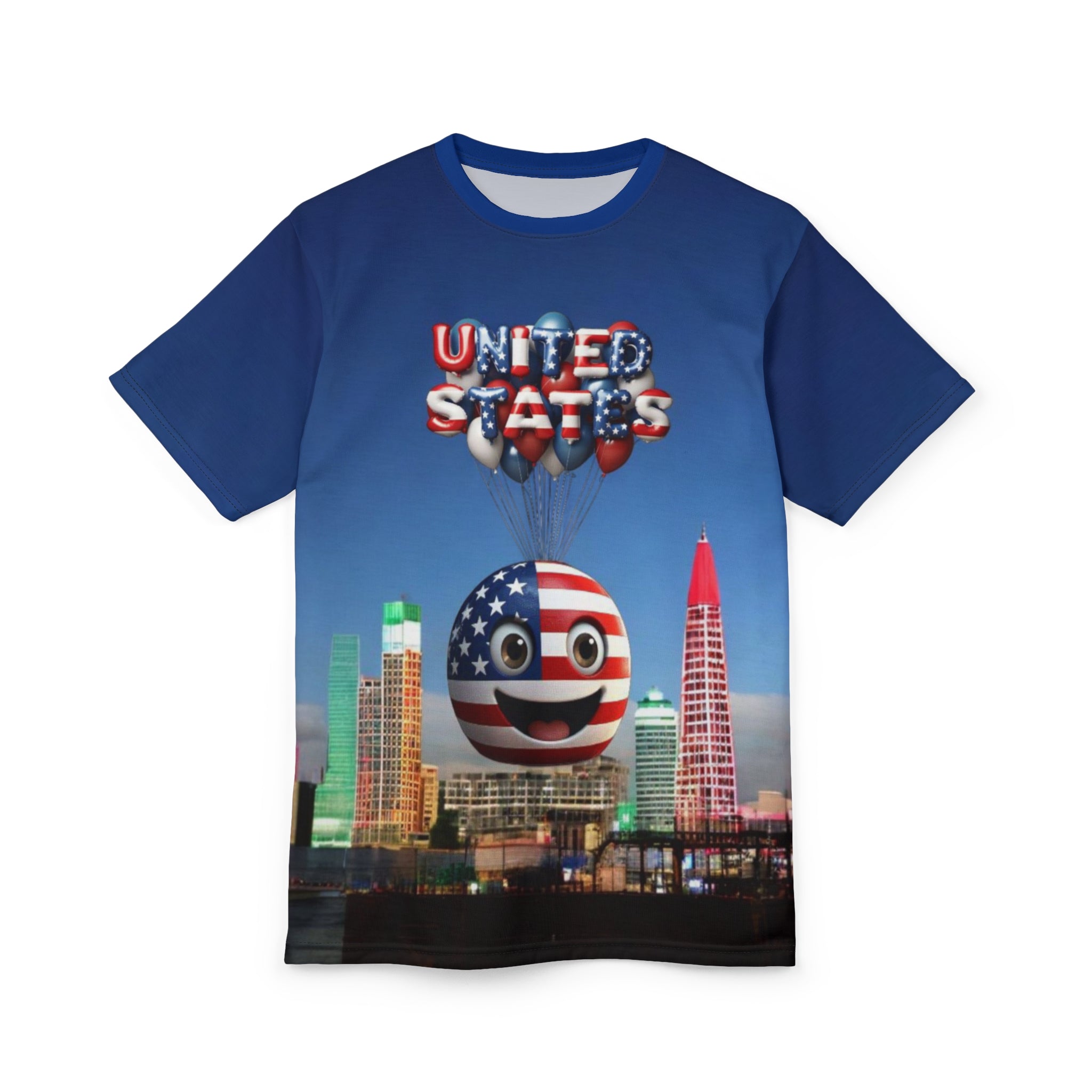 Patriotic Unisex Cut & Sew Tee with USA Balloons Design