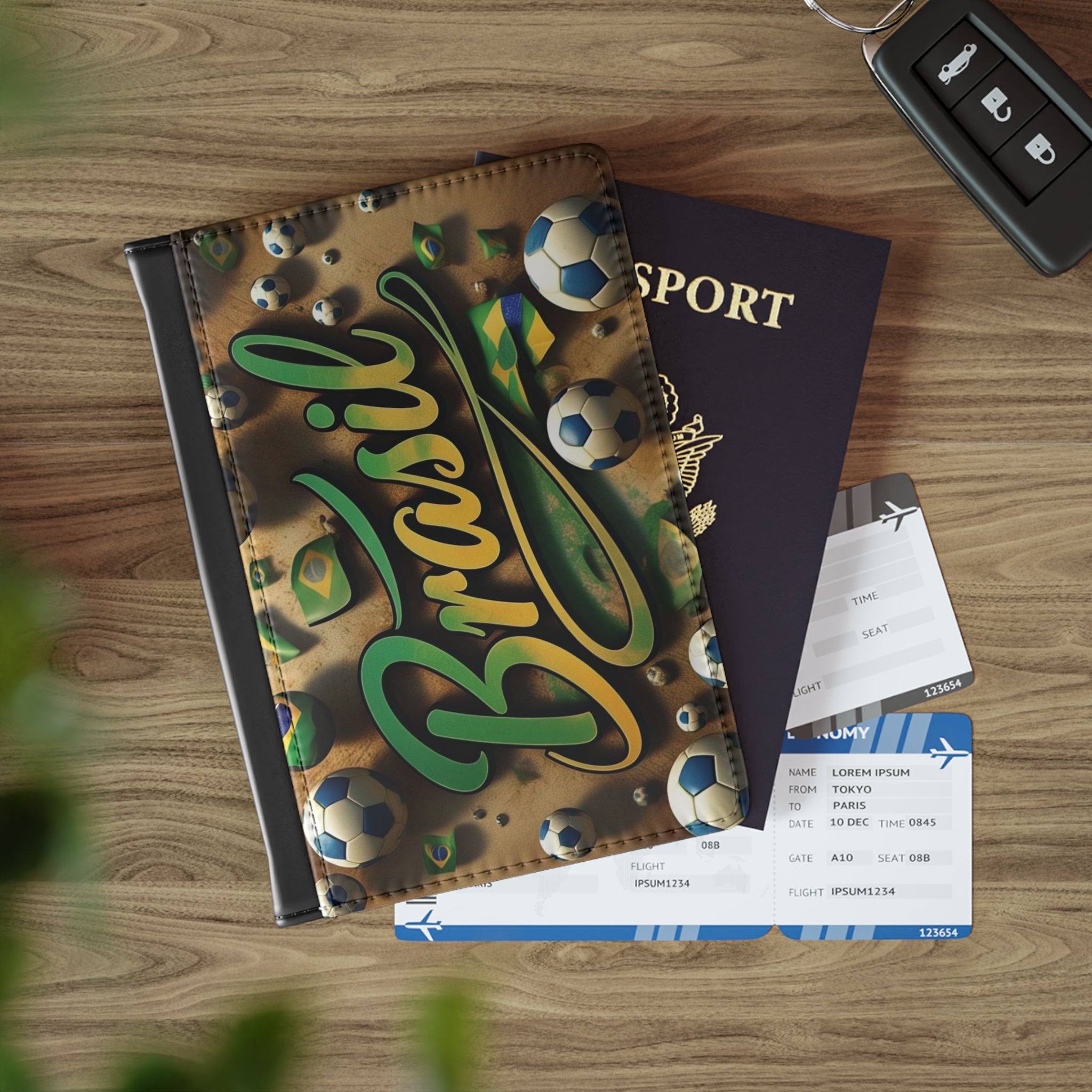 Passport cape with Brazilian football theme