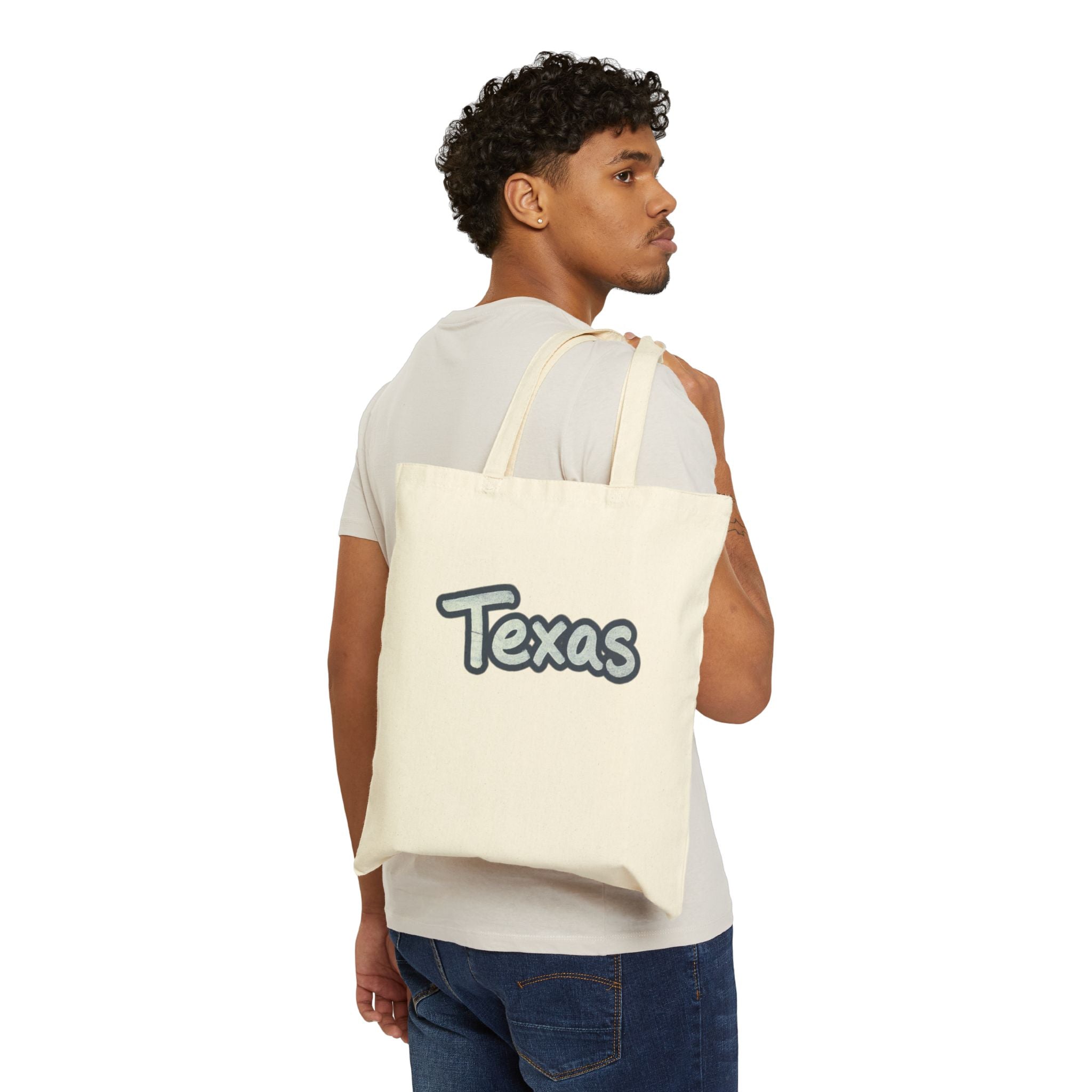 Texas Script Canvas Tote — Eco Cotton Grocery & Market Bag