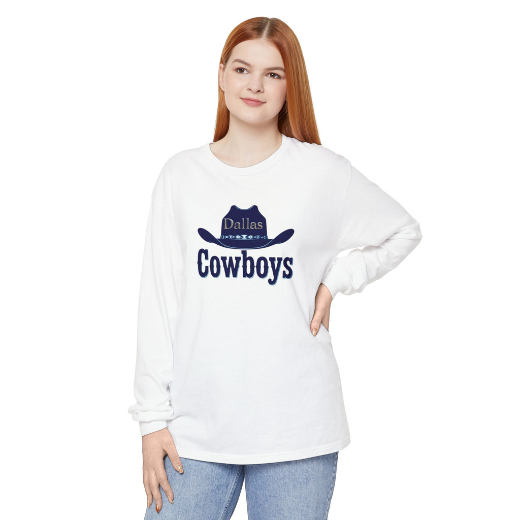 Cowboys Long Sleeve T-Shirt, Unisex Sports Tee, for Gift, Cowboy Hat Design 