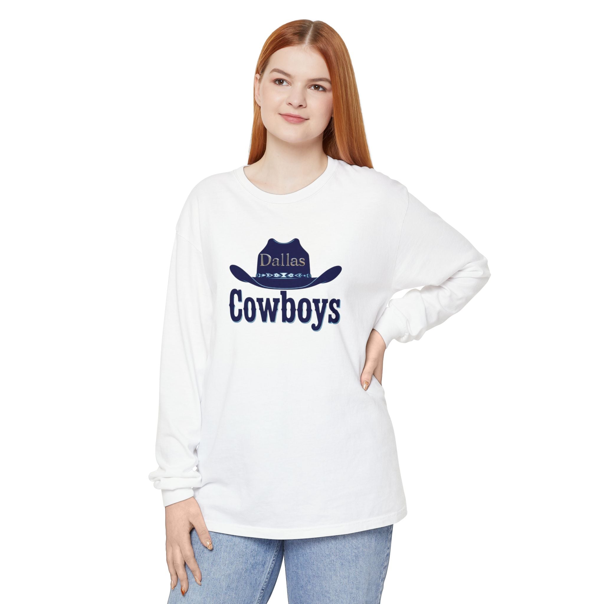 Cowboys Long Sleeve T-Shirt, Unisex Sports Tee, for Gift, Cowboy Hat Design 