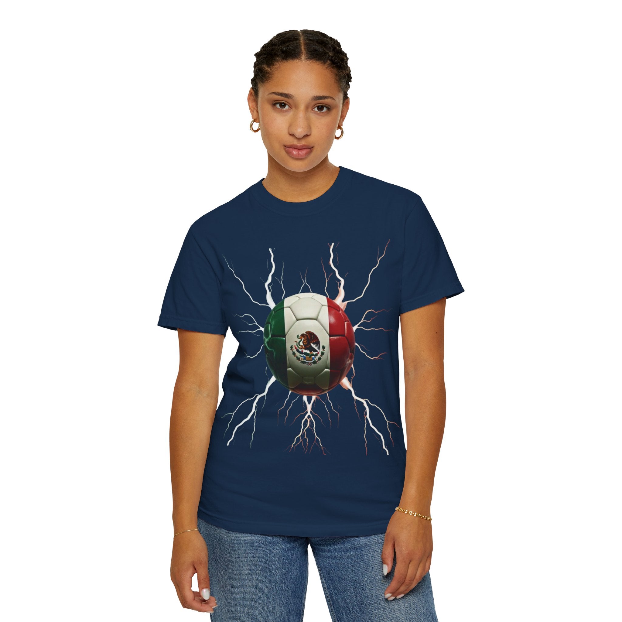 Mexico Unisex Soccer T-Shirt: Electric Garment-Dyed Design for Fans