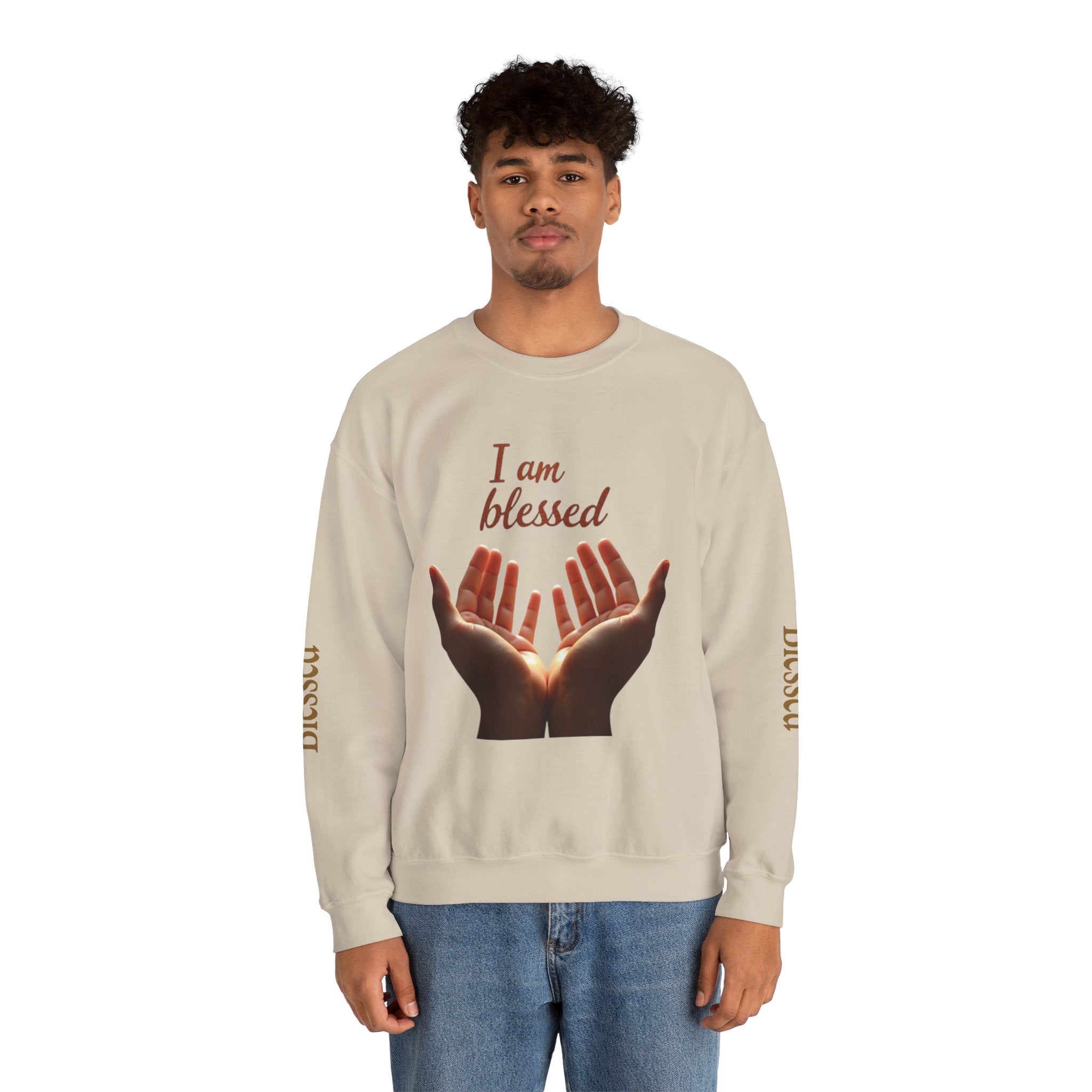 Blessed Hands Crewneck Sweatshirt | Inspirational Apparel for Everyday Wear, Gratitude Gifts, Cozy Comfort, Faith-Based Fashion