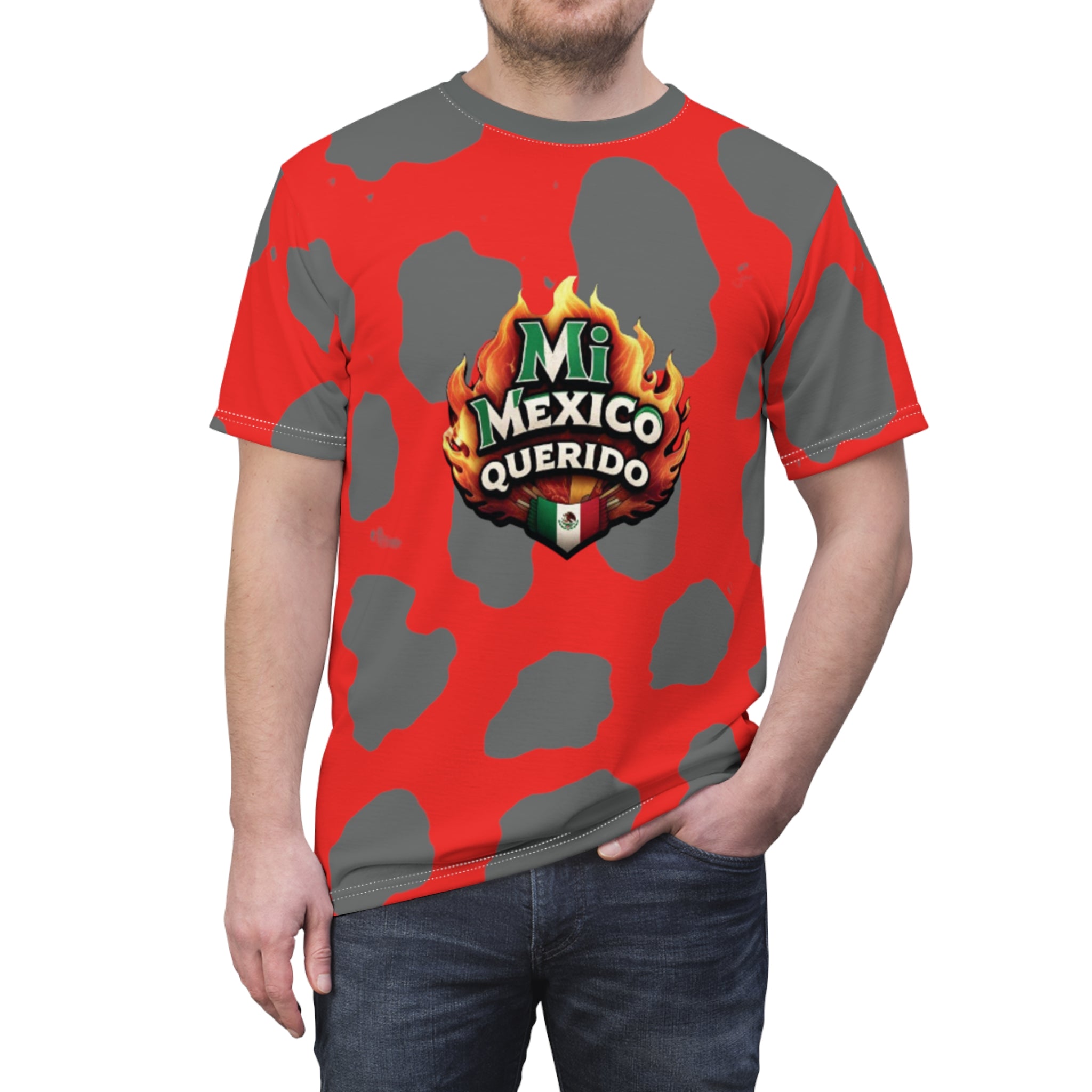 Camiseta unisex con gráfico de México ardiente: diseño vibrante con «Mi México Querido»