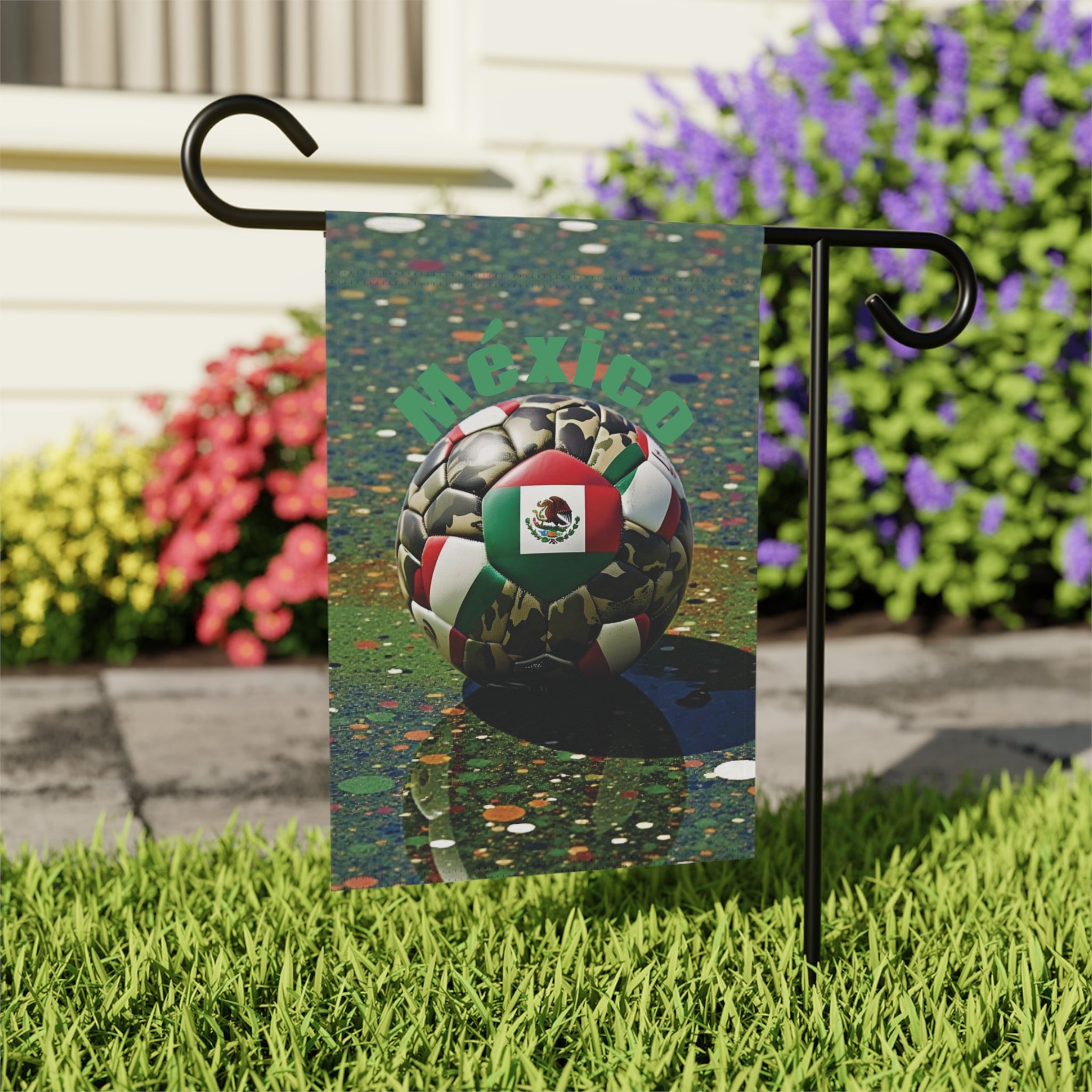 Mexico Soccer Ball Garden Flag — Patriotic Football Garden & House Banner