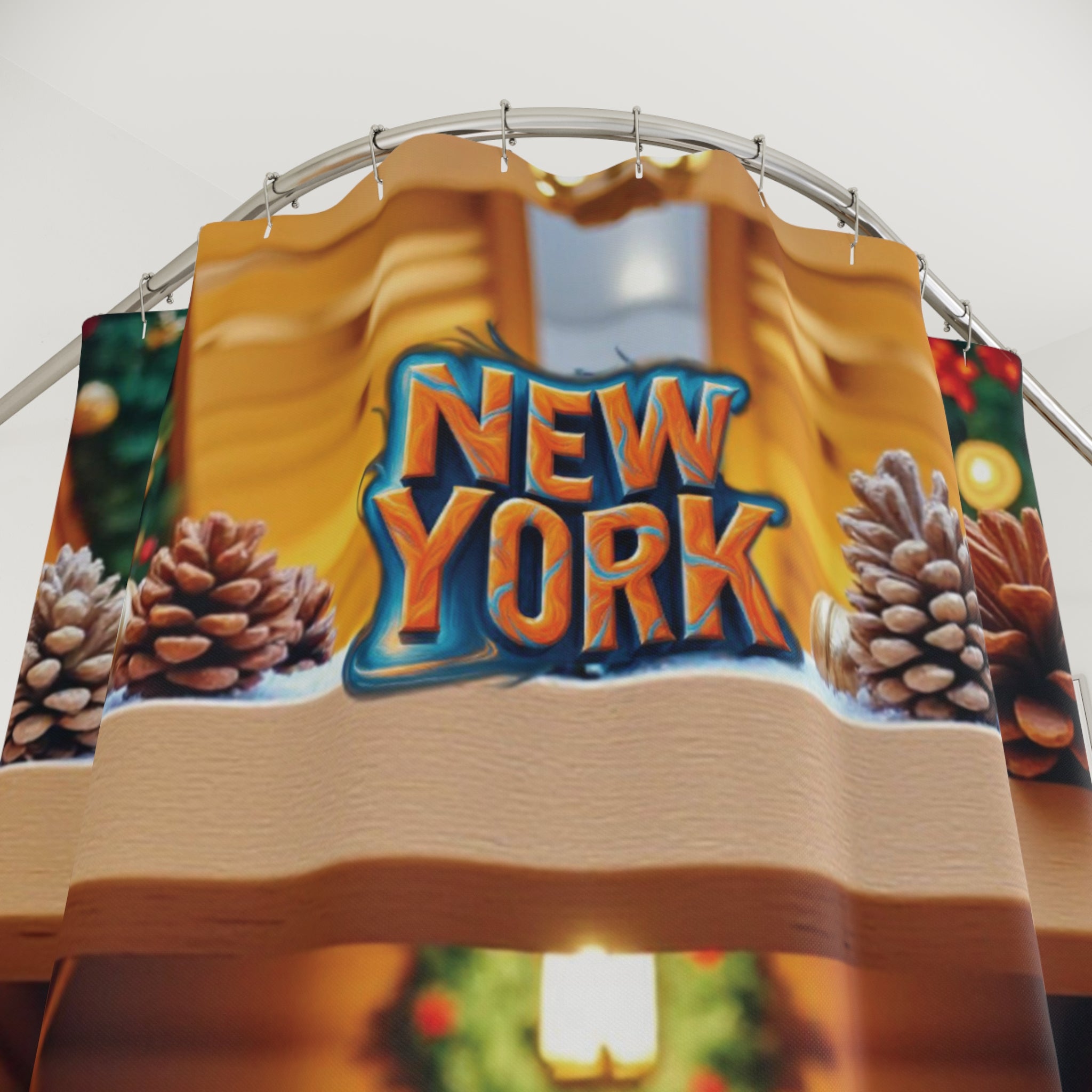 "Christmas in New York" Shower Curtain — Warm and Festive Atmosphere