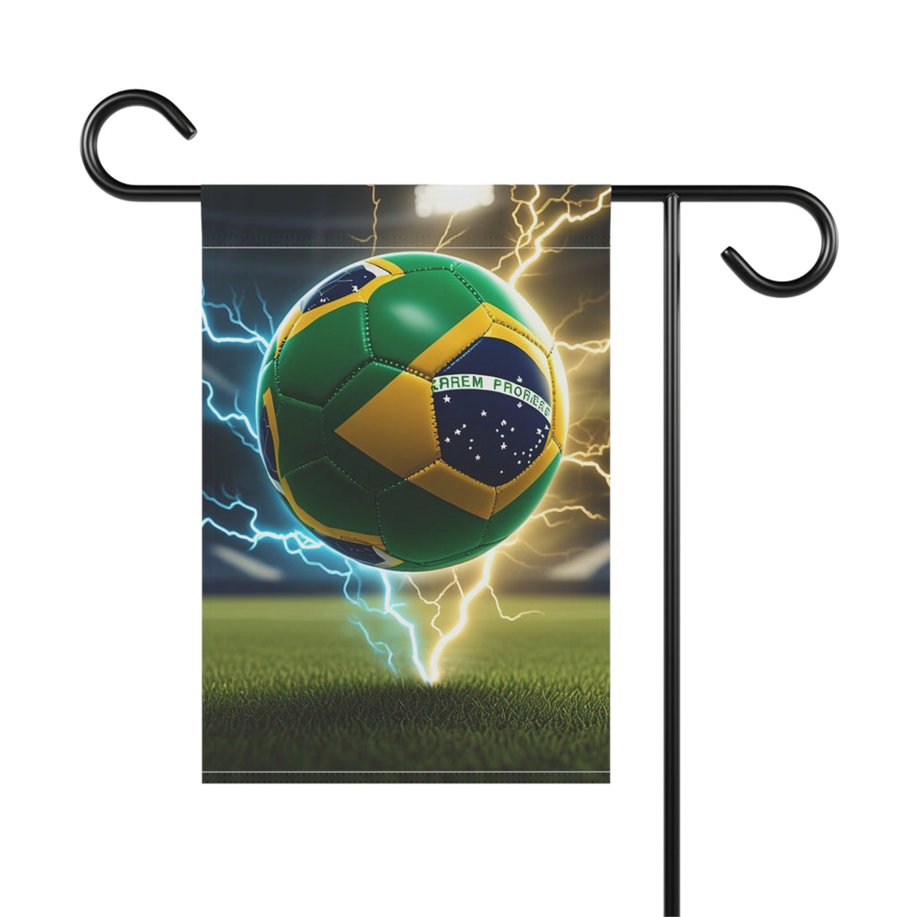 Brasil Flag Soccer Ball Garden Flag — Electric Stadium Soccer Garden Banner