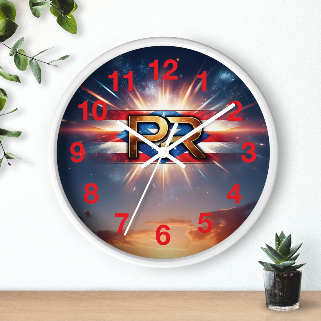 Reloj de pared puertorriqueño con el logotipo de PR: perfecto para decoración del hogar o regalos.