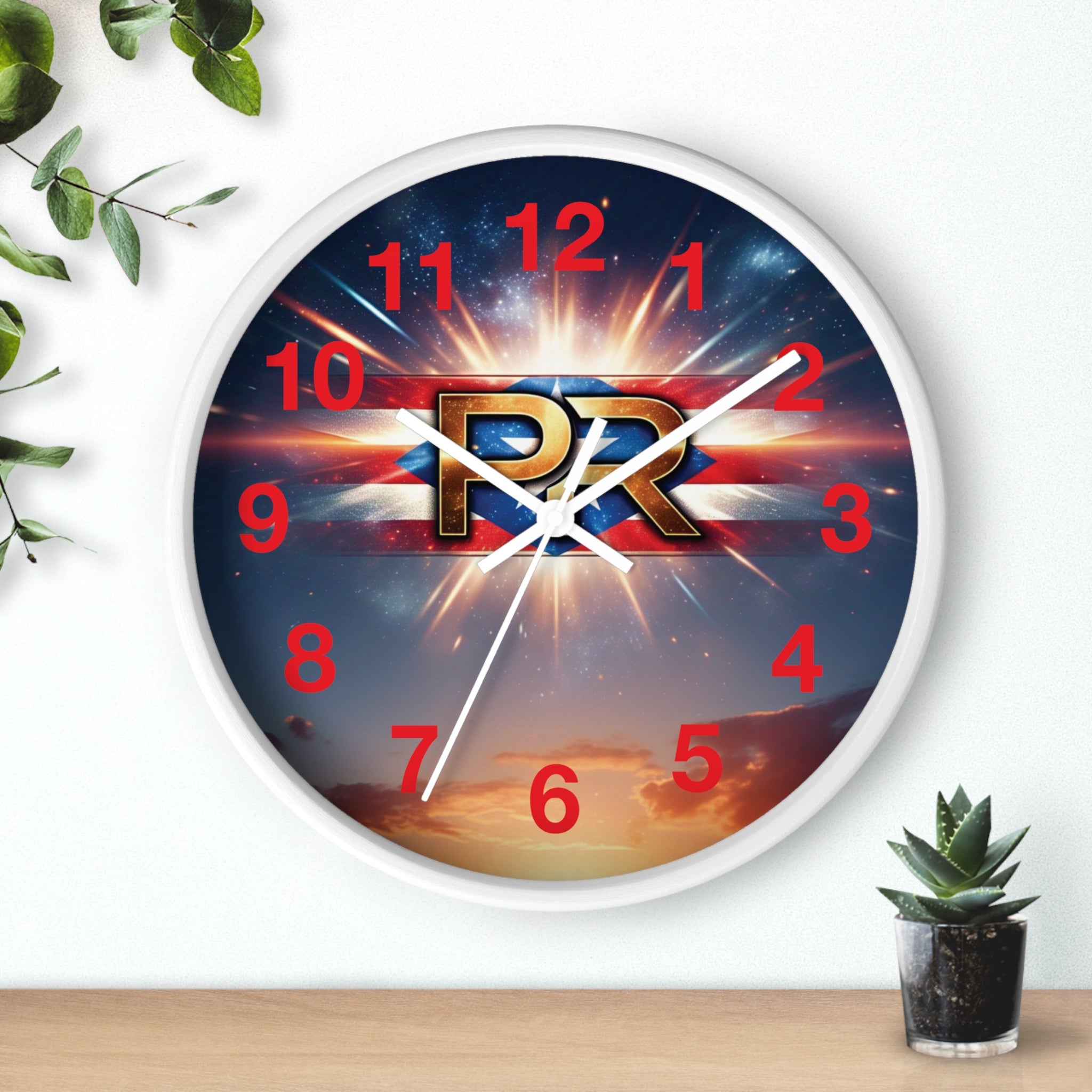 Reloj de pared puertorriqueño con el logotipo de PR: perfecto para decoración del hogar o regalos.