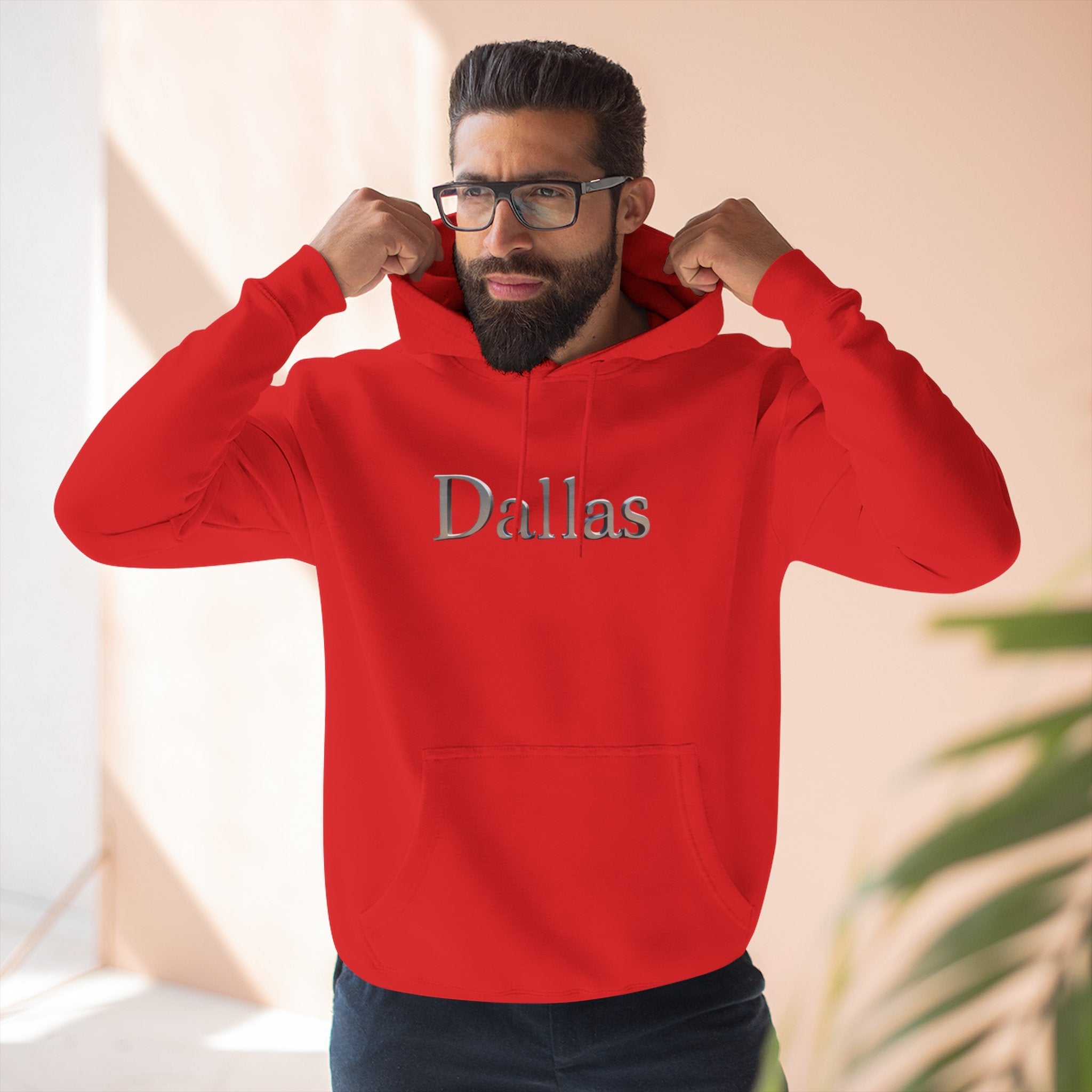 Dallas Three-Panel Fleece Hoodie | Cozy Casual Wear, City Pride Sweatshirt, Perfect Gift for Texas Lovers, Comfortable Everyday Hoodie