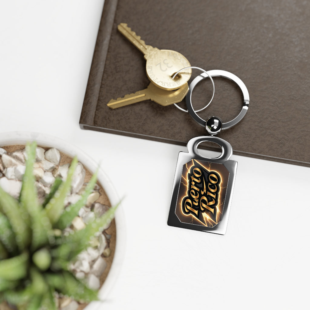Puerto Rico Retro Logo Keyring — Vintage Island Souvenir Keychain