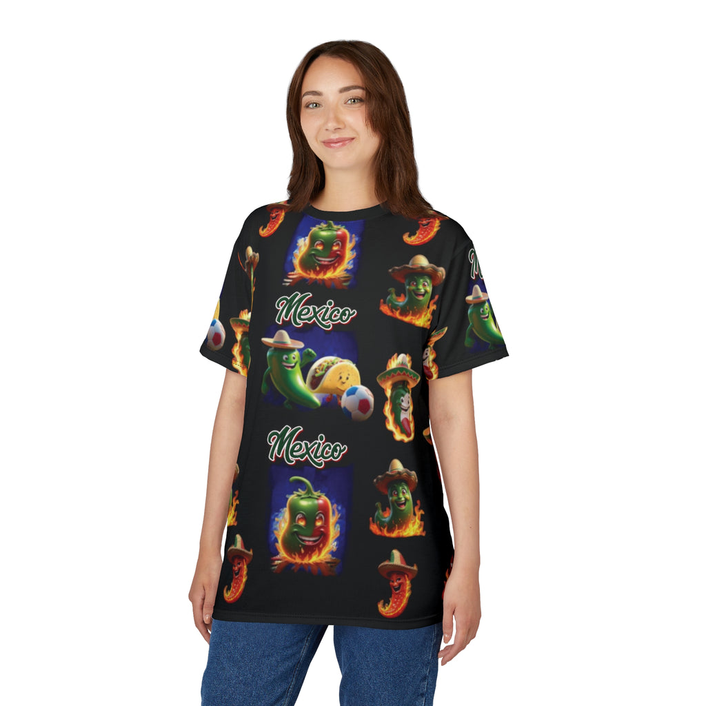 Camiseta unisex vibrante con temática mexicana para celebraciones festivas
