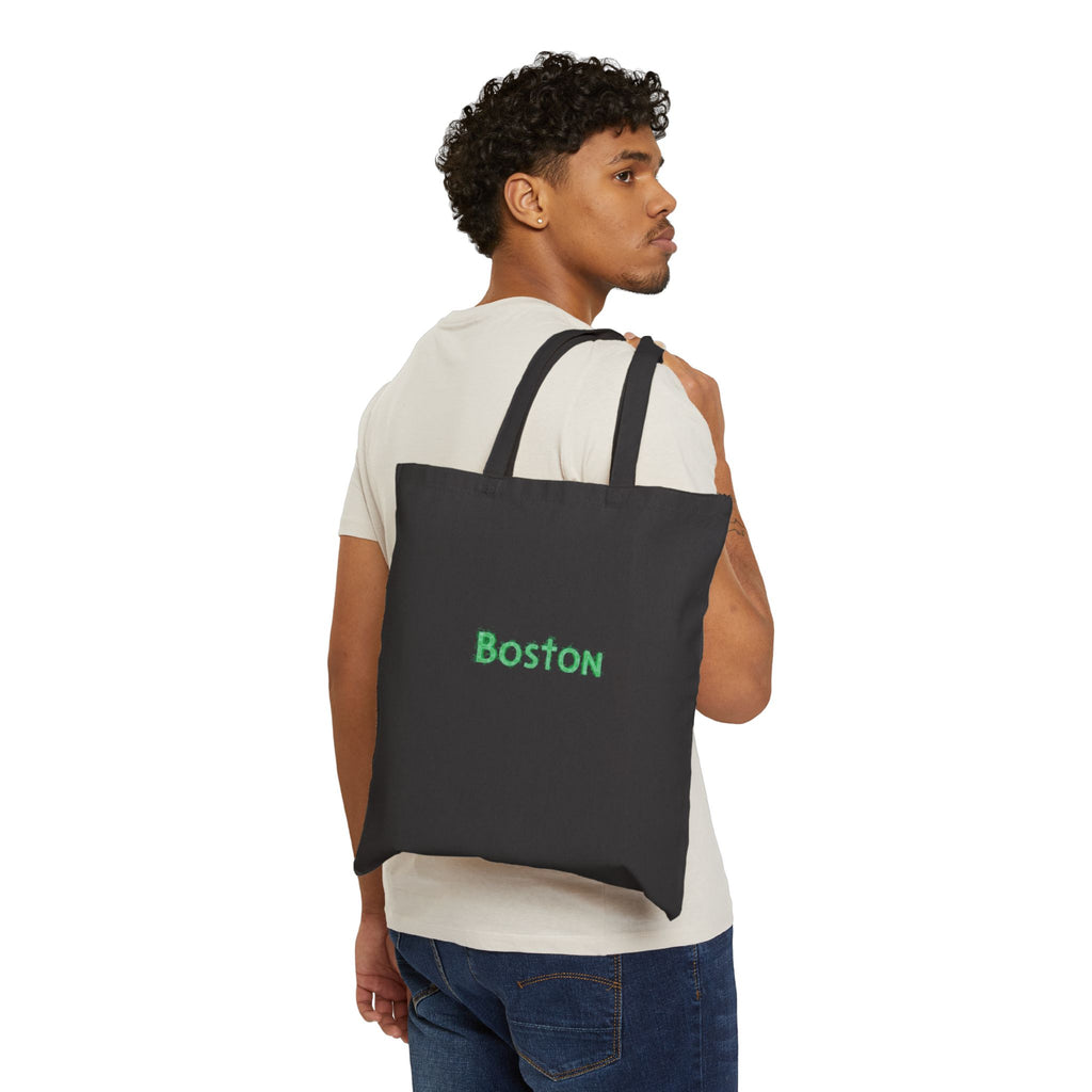 Boston Canvas Tote Bag — Green Embroidered City Market Tote