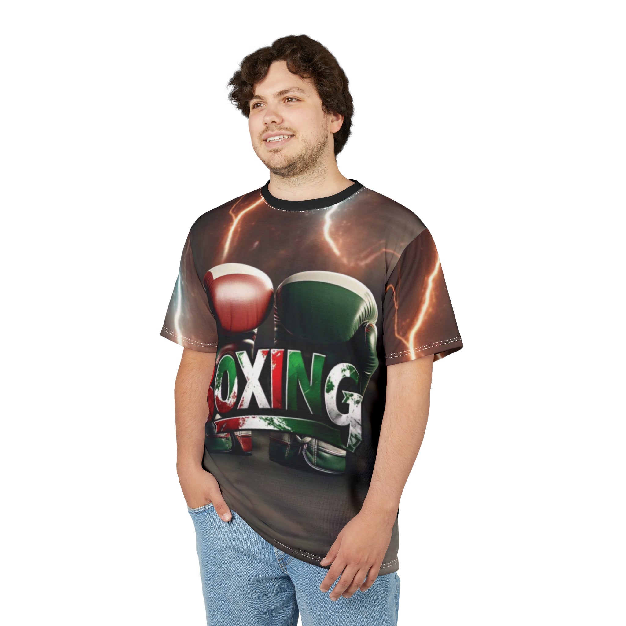 Camiseta "BOXING Impacto Mexicano" - Guantes Tricolor y Rayos de Poder