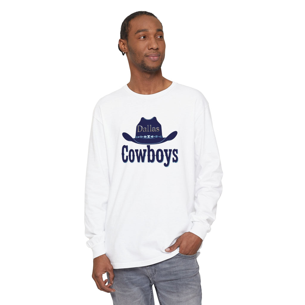Cowboys Long Sleeve T-Shirt, Unisex Sports Tee, for Gift, Cowboy Hat Design 