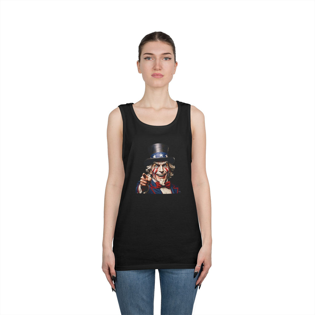 Vintage Uncle Sam Heavy Cotton Tank Top - Patriotic Independence Day Apparel