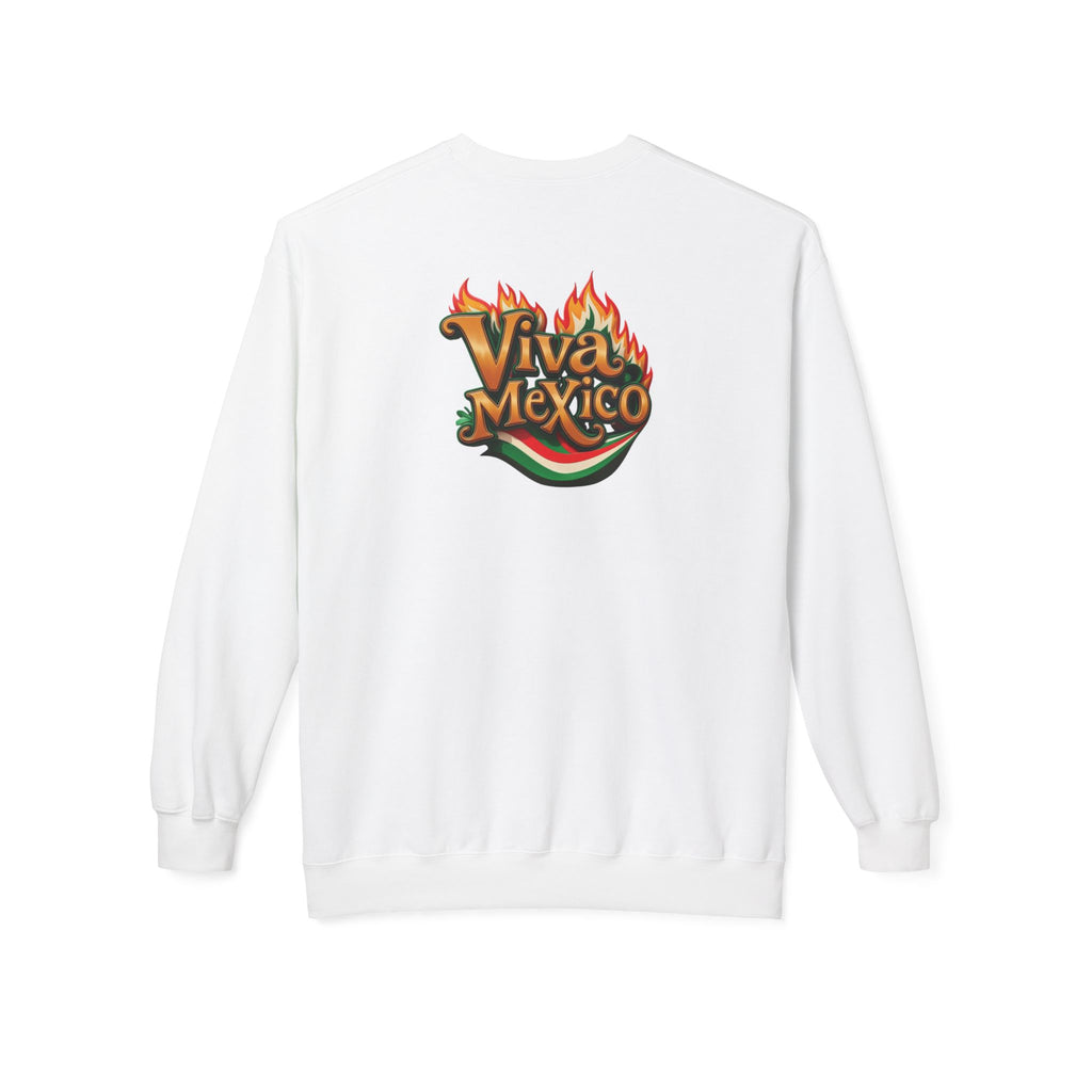 Viva Mexico Fleece Crewneck Sweatshirt - Fun Chili Pepper Design