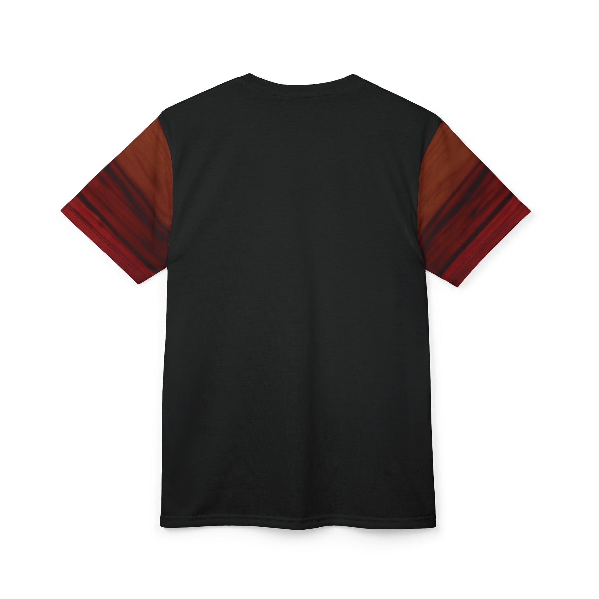 Camiseta unisex con corte y costura inspirados en el fuego de Colombia: camiseta gráfica colorida para un estilo informal y elegante.