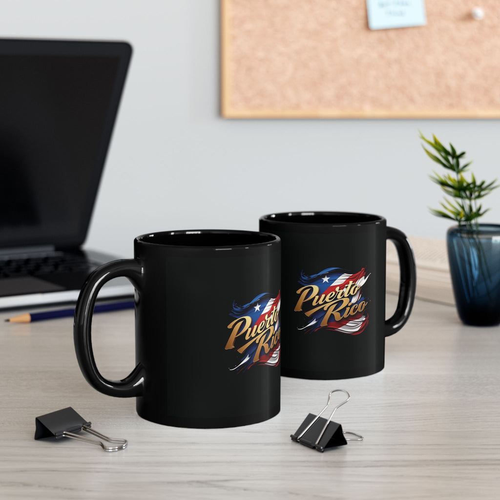 Taza negra Orgullo de Puerto Rico - 11 oz y 15 oz