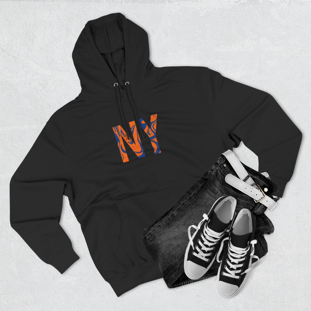 NY Three-Panel Fleece Hoodie, Cozy Hooded Sweatshirt, Casual Wear for All, Gift for Friends, Stylish Streetwear
