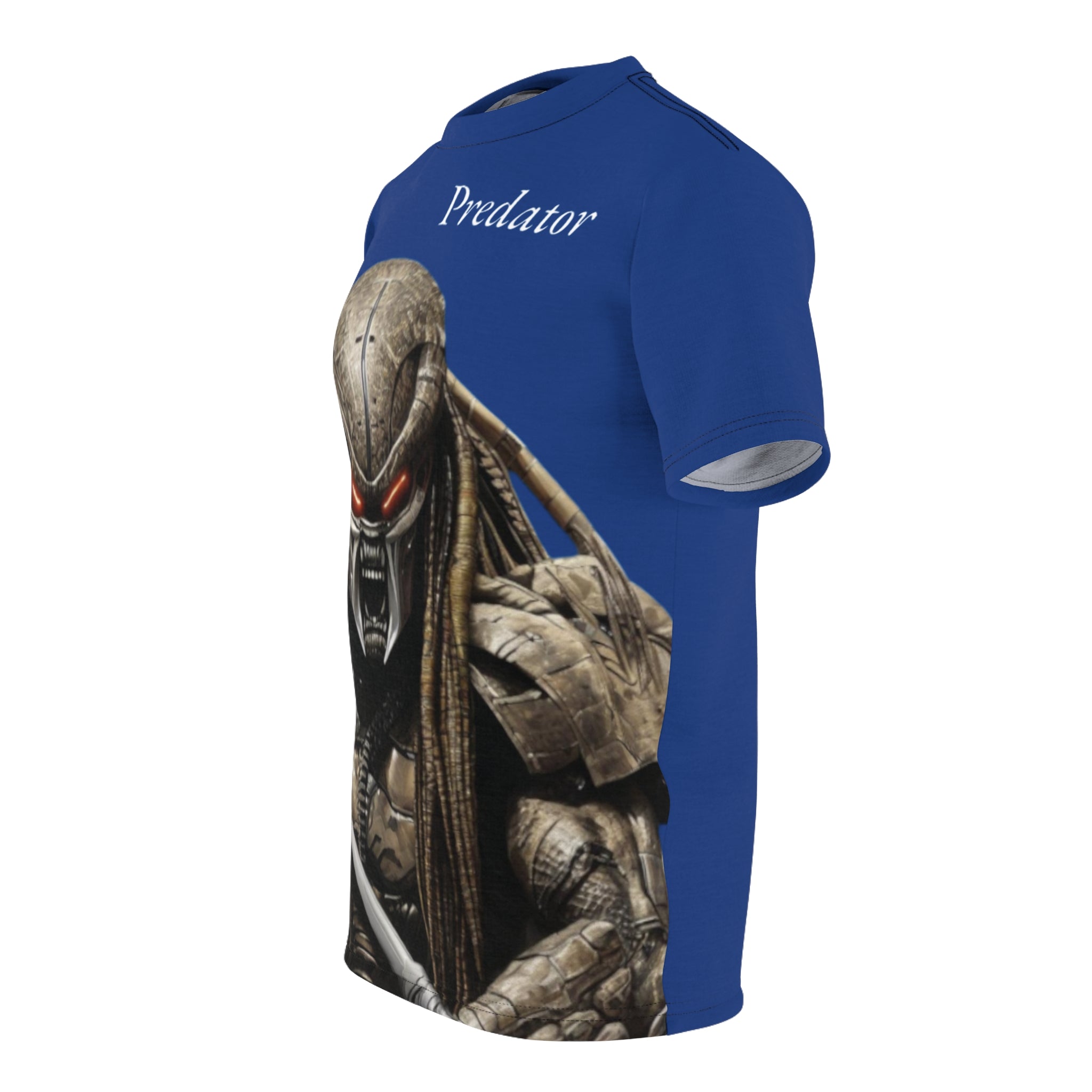 Predator artificial intelligence image t-shirt, blue  color for men cut and sew: stylish casual t-shirt,