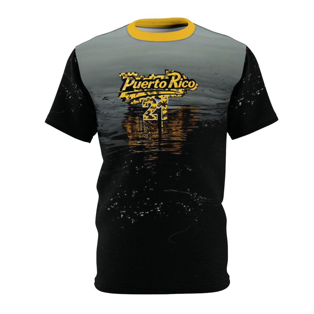 Camiseta unisex con diseño de atardecer de Puerto Rico, ideal para días de playa y celebraciones.