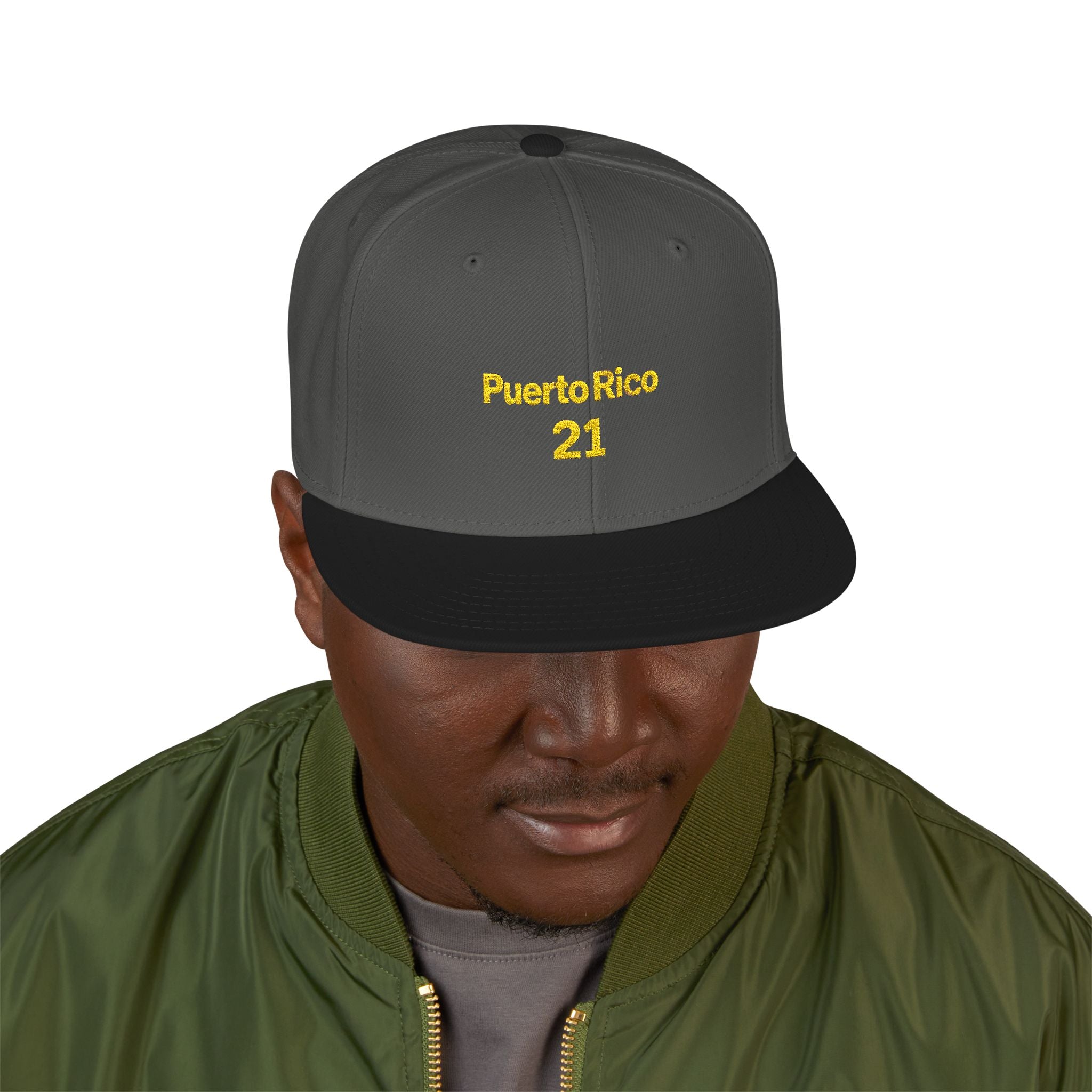 Gorra Snapback bordada Puerto Rico 21: una gorra elegante para los fanáticos del deporte o para uso casual