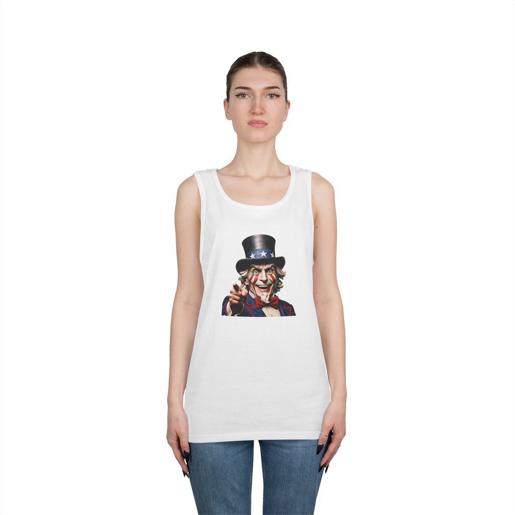 Vintage Uncle Sam Heavy Cotton Tank Top - Patriotic Independence Day Apparel
