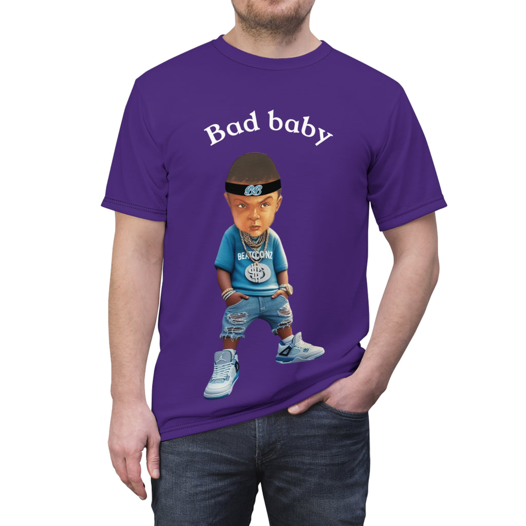 Bad Baby Cut & Sew Tee, men's T-Shirt, Gender Neutral Top, Black White Shirt, Graphic Tee, Streetwear Fashion