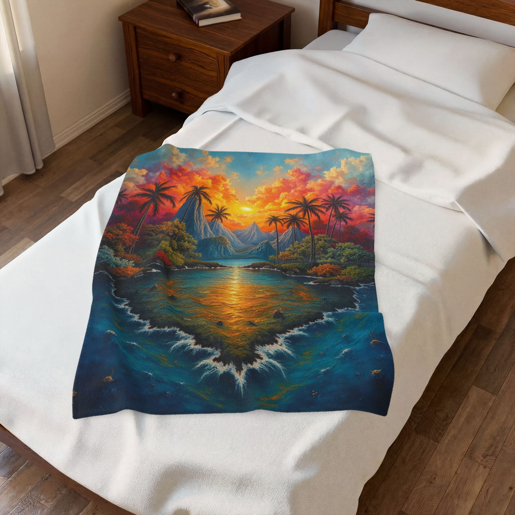 Velvet Plush "Vibrant Tropical Sunset"- Cozy Comfort for Home Decor