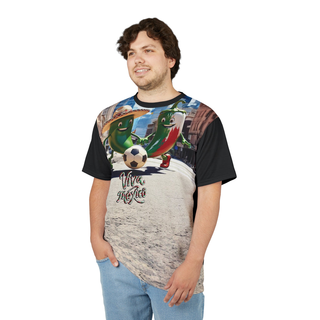 Camiseta unisex Viva México - Diseño divertido de chiles futboleros